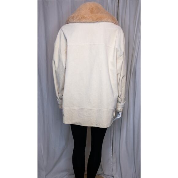 GANNI "Ridgewood" Cream Corduroy Tan Faux Fur Collar Coat US 6 - Picture 9 of 14